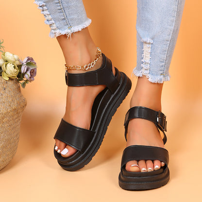 SOLESTIC™ Komfort-Sandalen mit Plateau & Schnalle