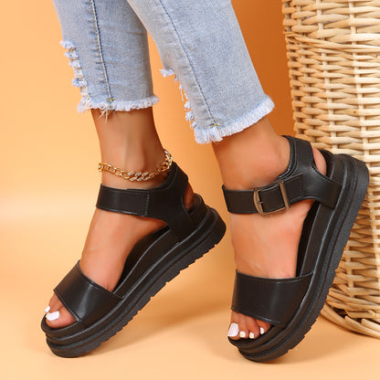 SOLESTIC™ Komfort-Sandalen mit Plateau & Schnalle
